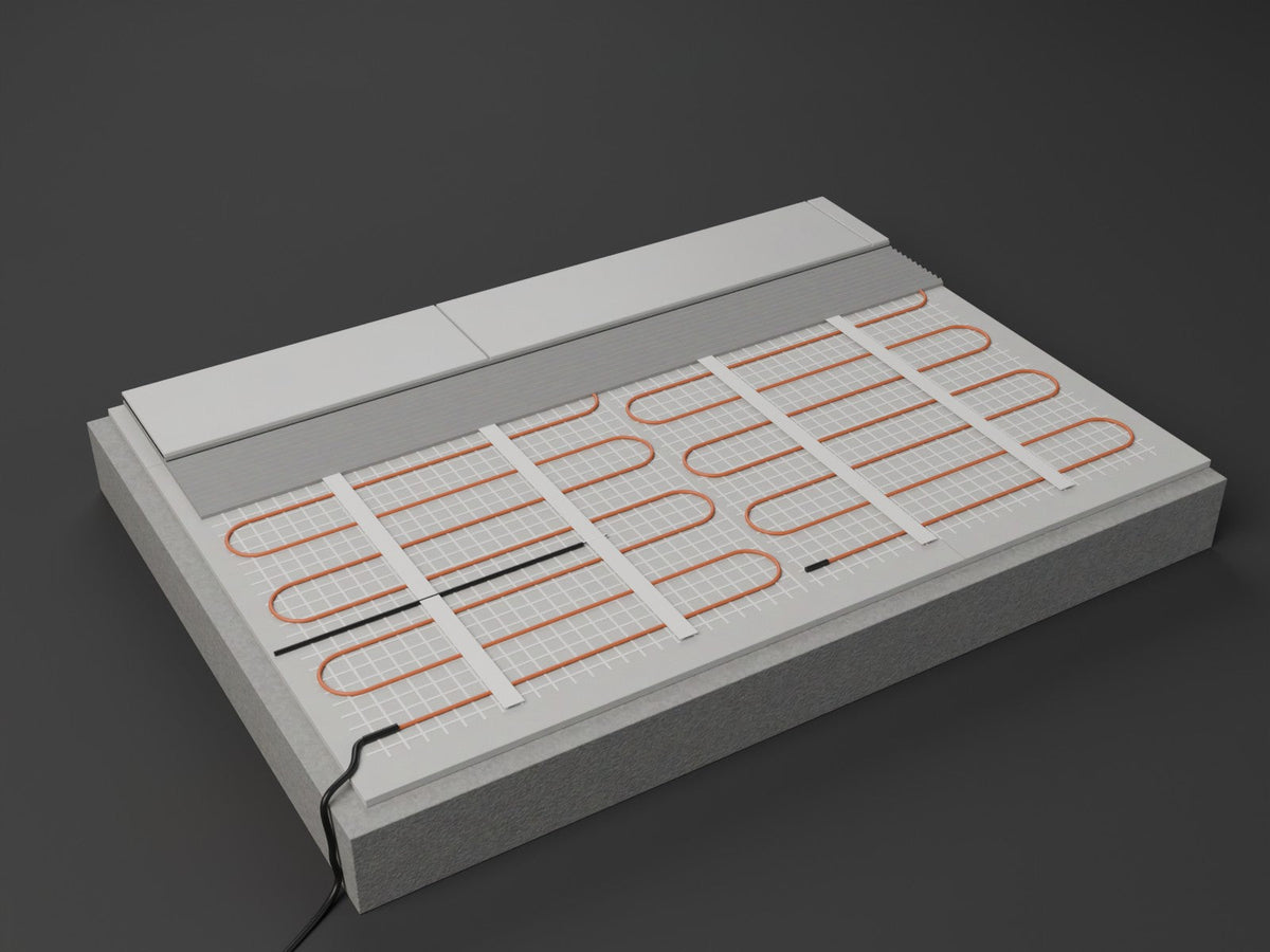 Electric heating mat under tiles build-up