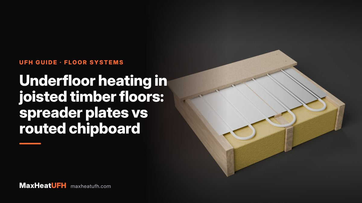 MaxHeatUFH guide: Underfloor heating in joisted timber floors: spreader plates vs routed chipboard