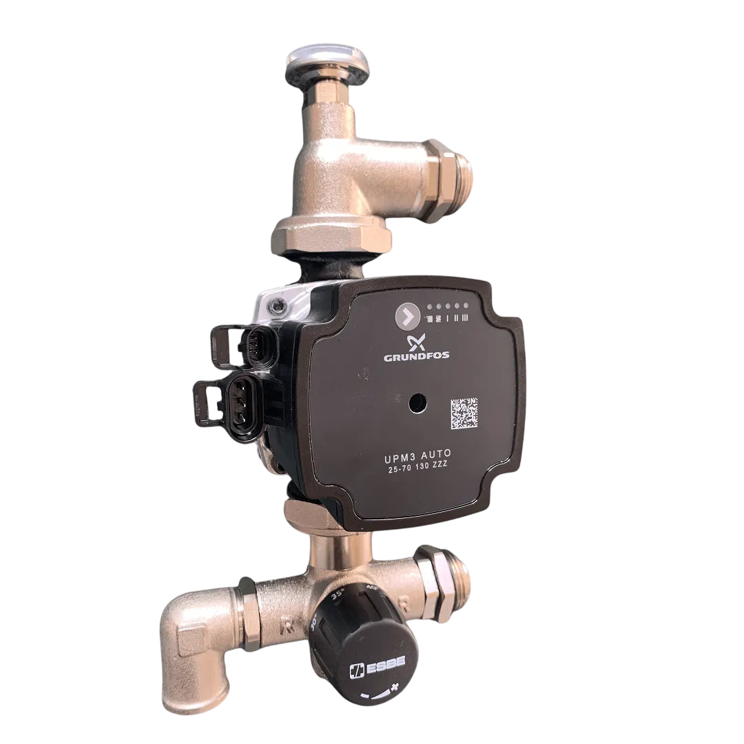 UFH Manifold Blending Valve Pump Pack 20–55°C with Grundfos UPM3 Auto