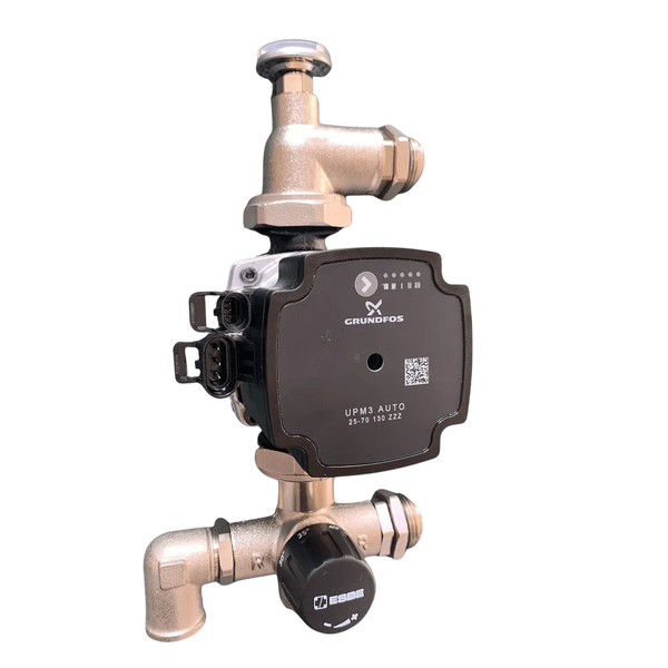 UFH Manifold Blending Valve Pump Pack 20–55°C with Grundfos UPM3 Auto