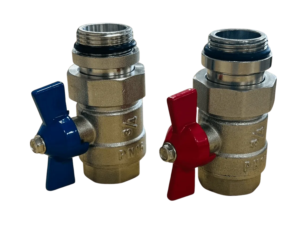 3/4" Ball Valve Set for Blending Valve (Red & Blue, Pair)
