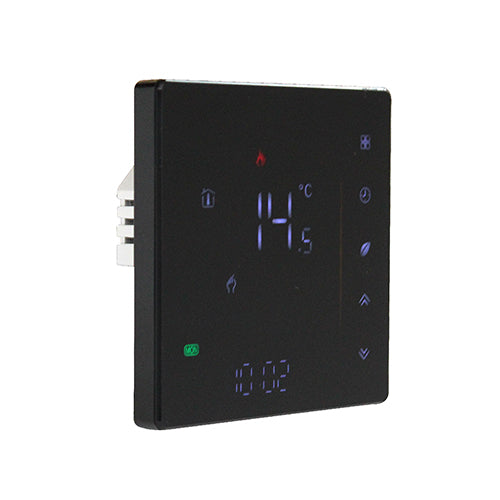 Whisper MU-200 Kinetic Green Leaf Programmable Smart WiFi 16A Digital Thermostat for use with Water and Electric UFH, 230V, Black