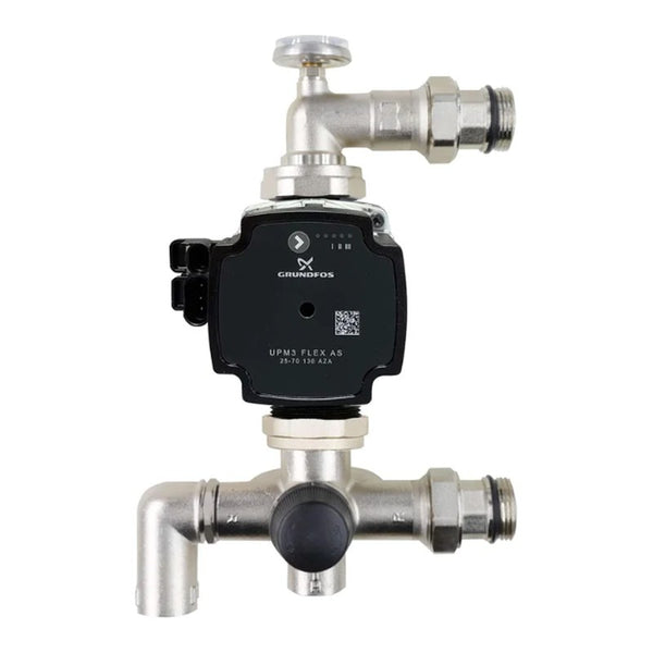 UFH Manifold Blending Valve Pump Pack 20–55°C with Grundfos UPM3 Flex